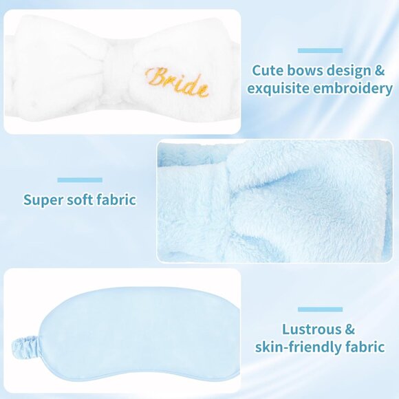12pcs Spa Headbands & Eye Masks set Bridesmaid Bachelorette Bridal Shower - Picture 5 of 7